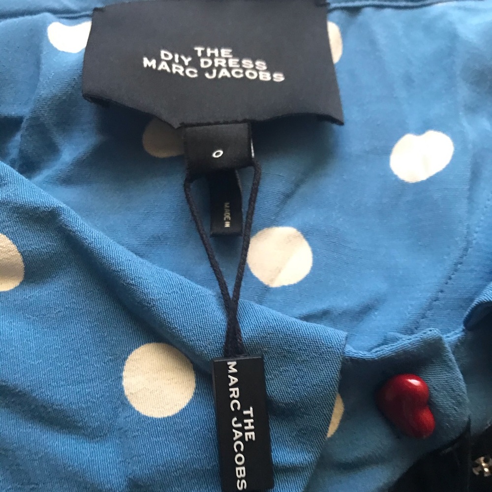 Marc Jacobs Runway The DIY Dress Blue Polka Dots Red hearts Buttons NWT $1200+ - Picture 4 of 7